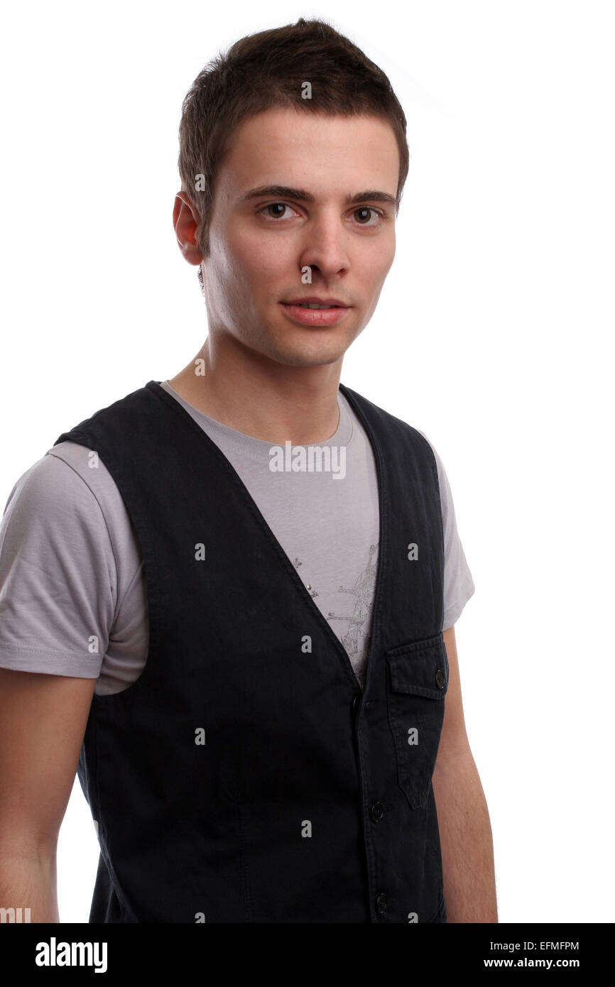 Young casual man posing, isolated in white background Stock Photo - Alamy
