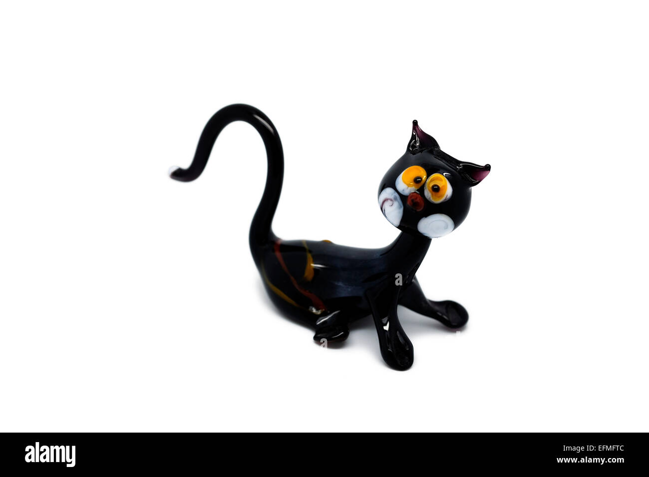 Murano Venetian black glass cat figurine cut-out Stock Photo