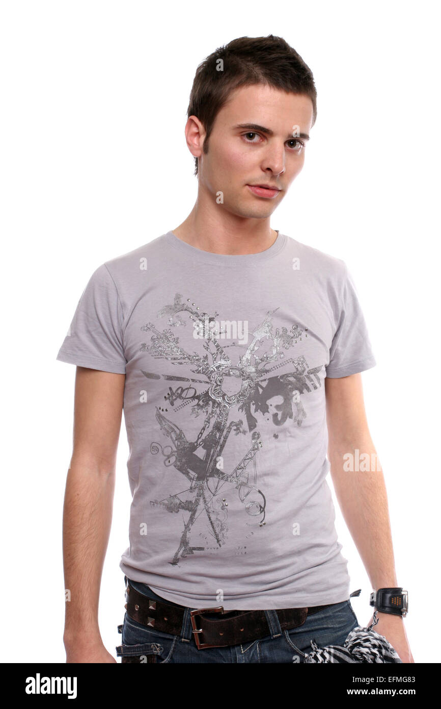 Young Casual man posing, isolated in white background Stock Photo - Alamy