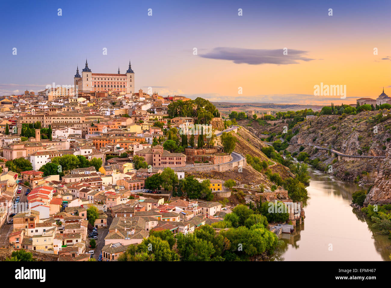 Toledo, Spain old city over the Tagus River. Stock Photo