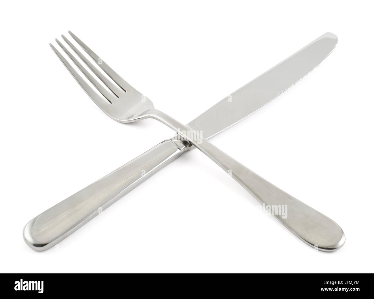 Crossed fork and kitchen knife Stock Photo Alamy