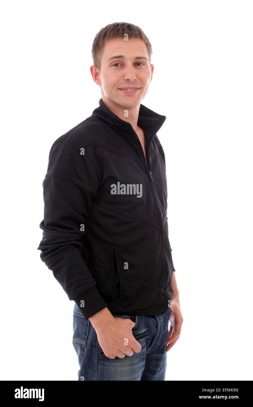 Young Casual Man posing, isolated in white background Stock Photo - Alamy
