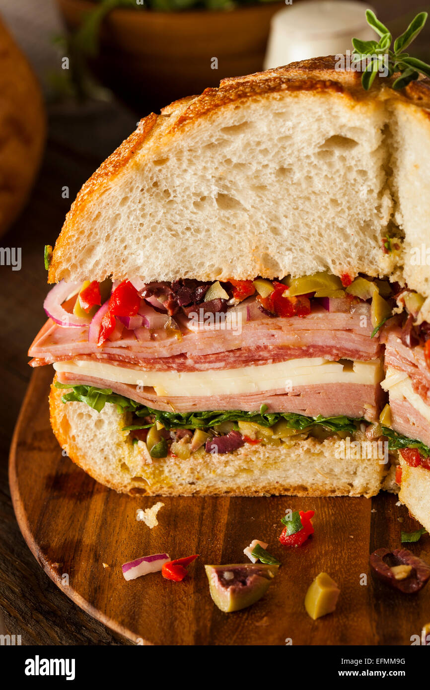 Cajun Muffaletta Sandwich with Meat Olives and Cheese Stock Photo Alamy