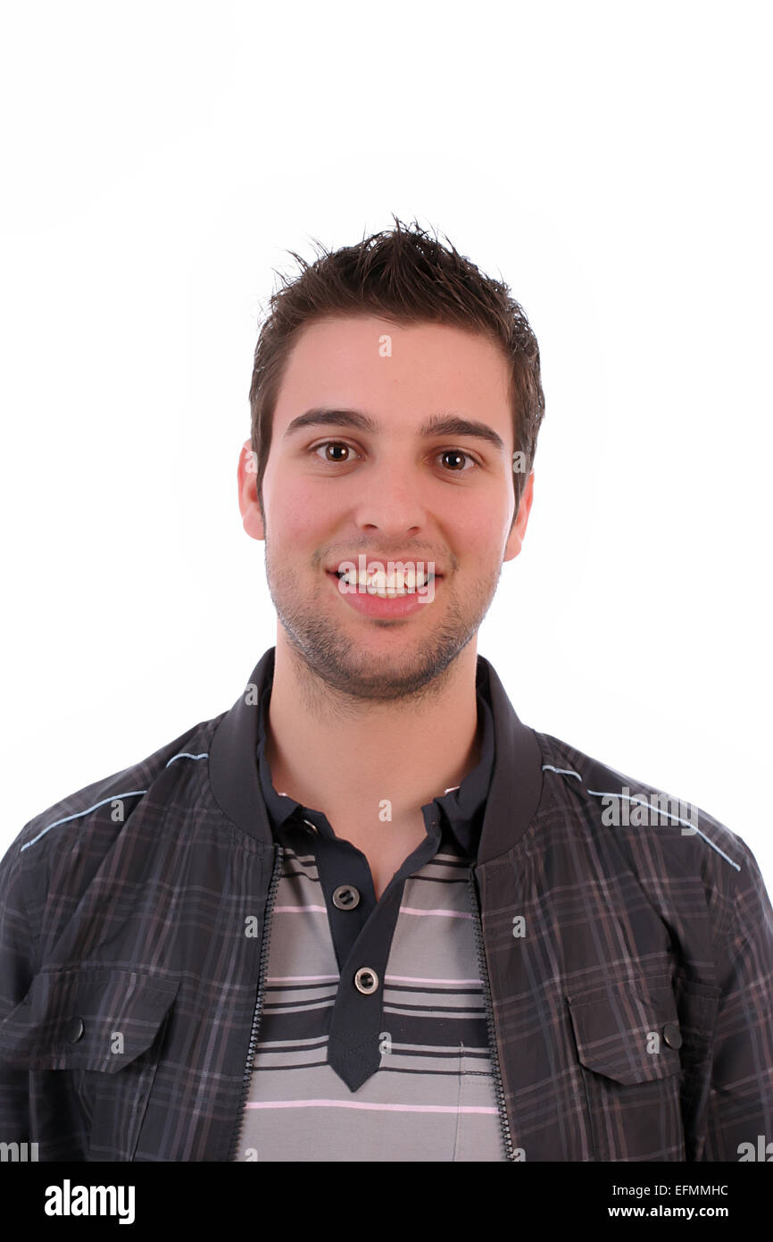 Young casual man posing, isolated in white background Stock Photo - Alamy