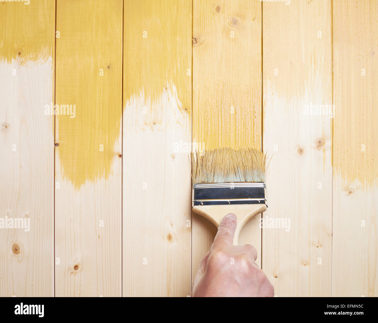 Process of painting wooden boards Stock Photo Alamy
