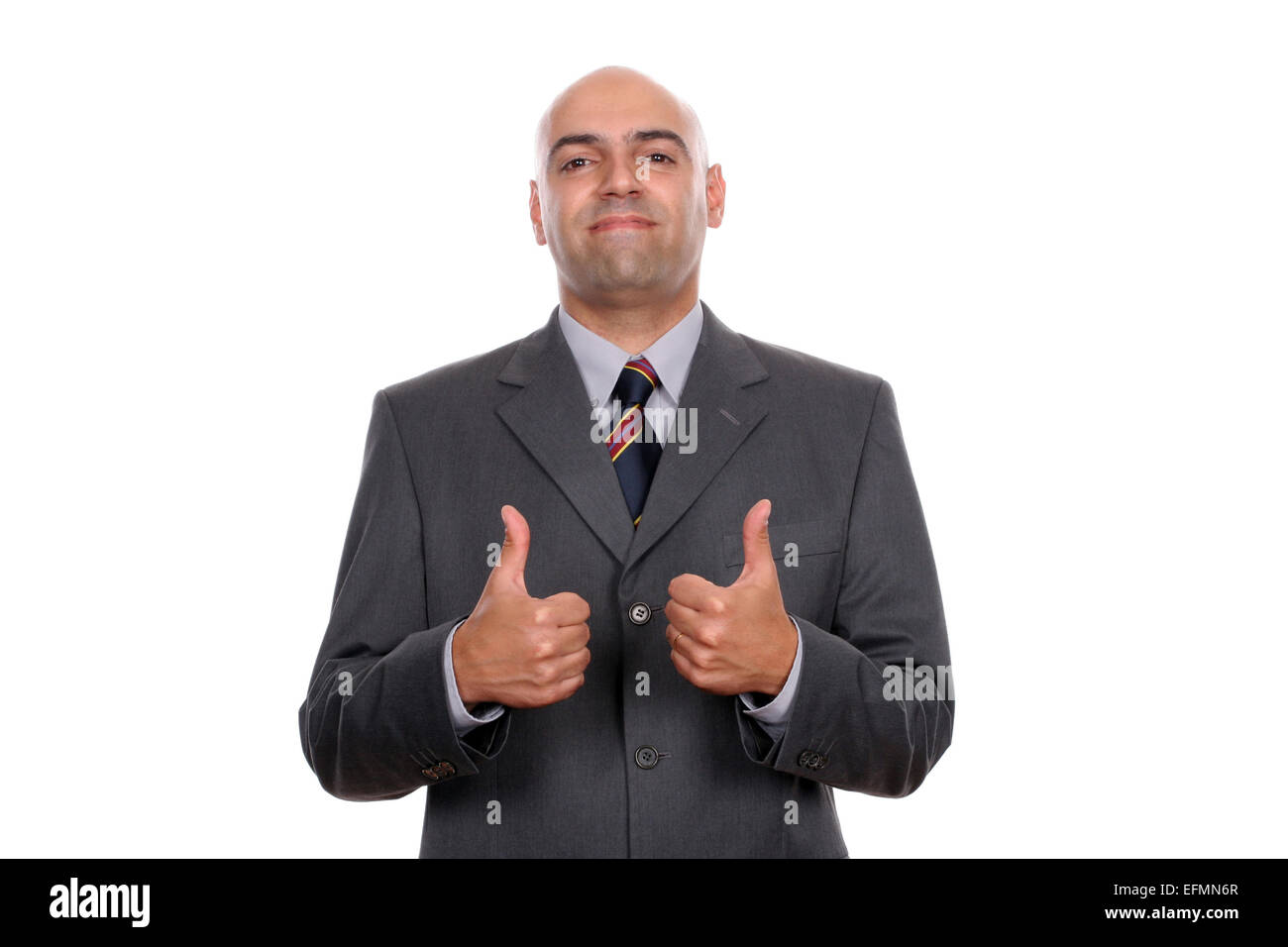 Happy businessman showing thumbs up, isolated in white background Stock ...
