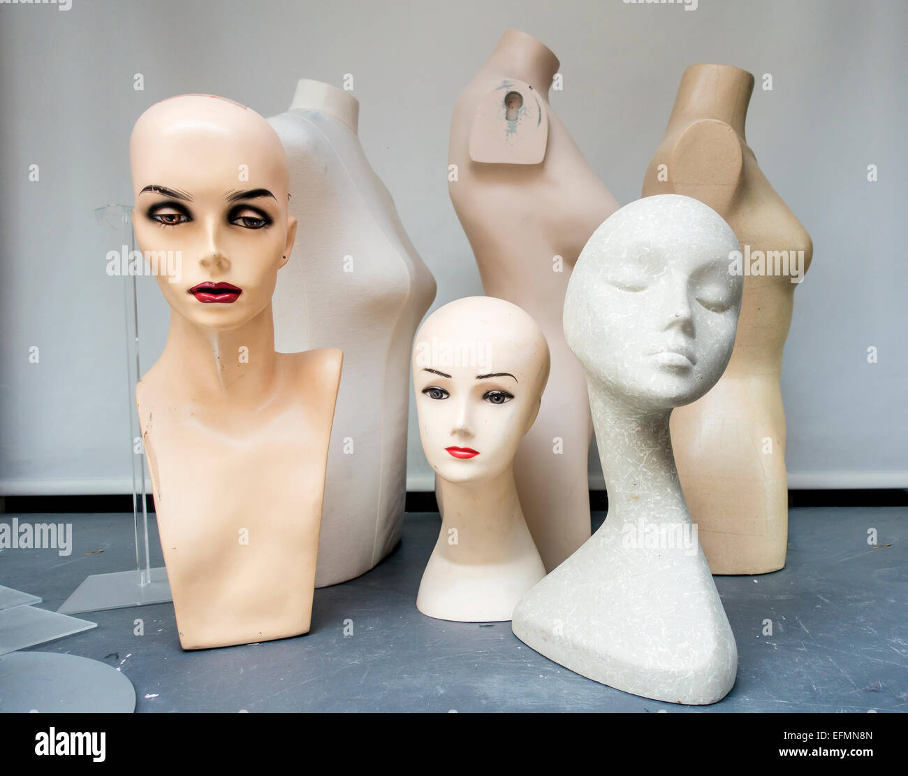 Old Display Fashion Manequins Closed Clothes Shop Stock Photo