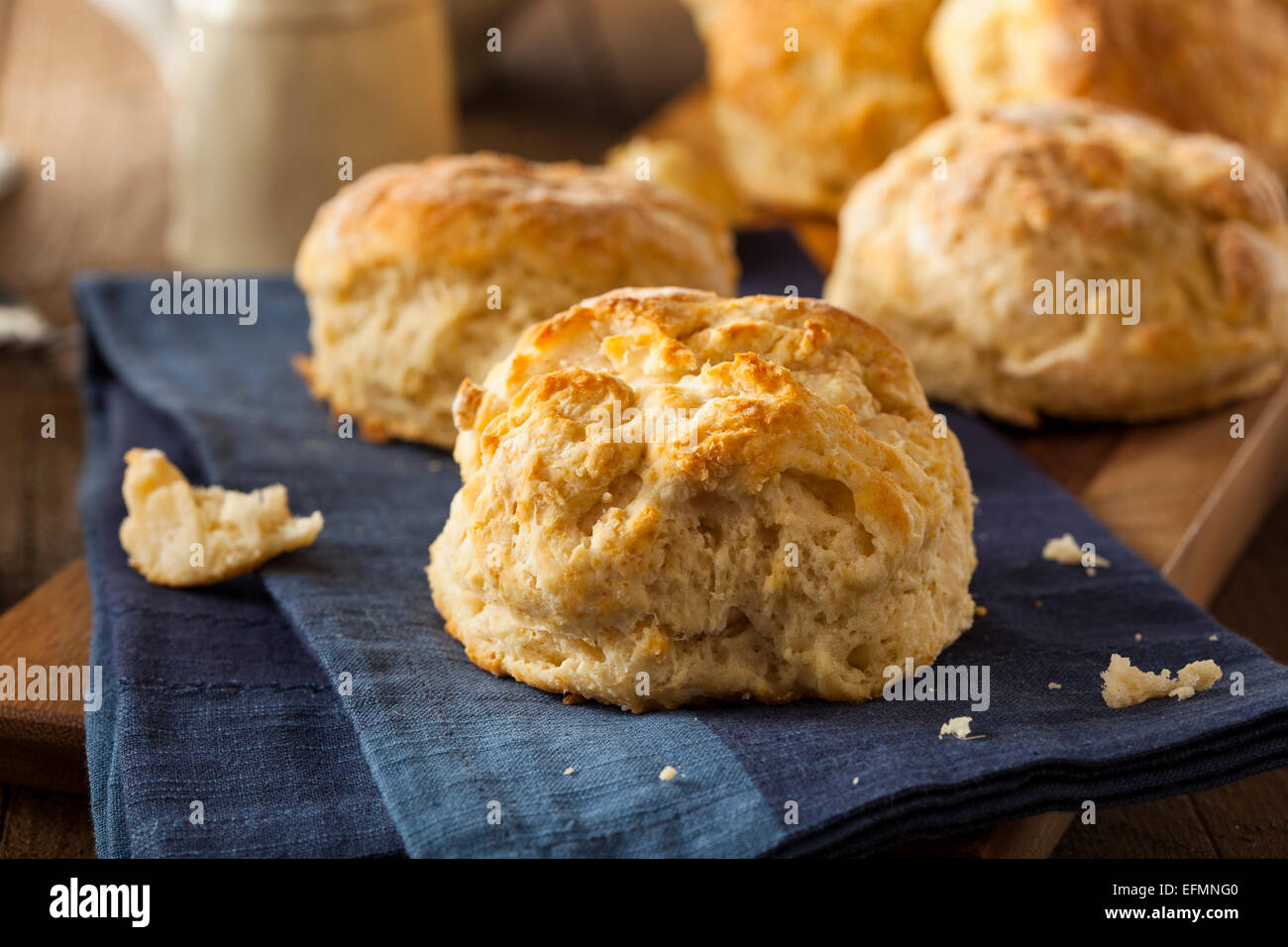 Homemade Flakey Buttermilk Biscuits Ready to Eat Stock Photo