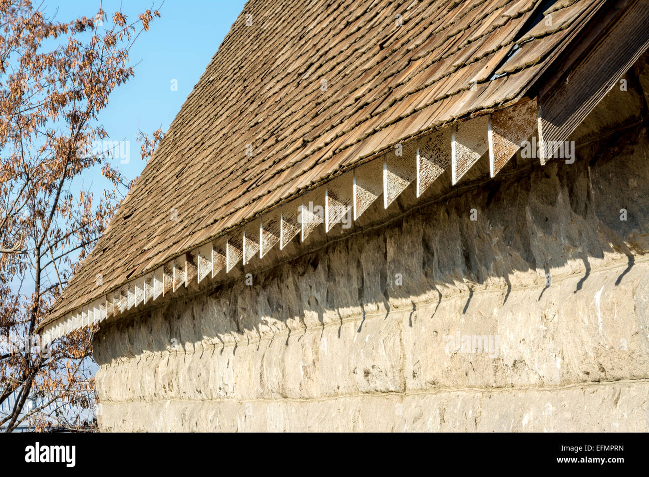 Edge of an old barn roof with shingles Stock Photo 78518265 Alamy