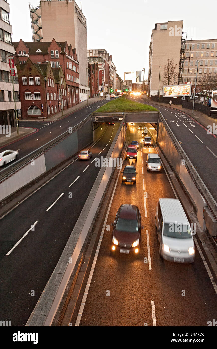 Birmingham rush hour great Charles Queensway dawn  in the winter Stock Photo