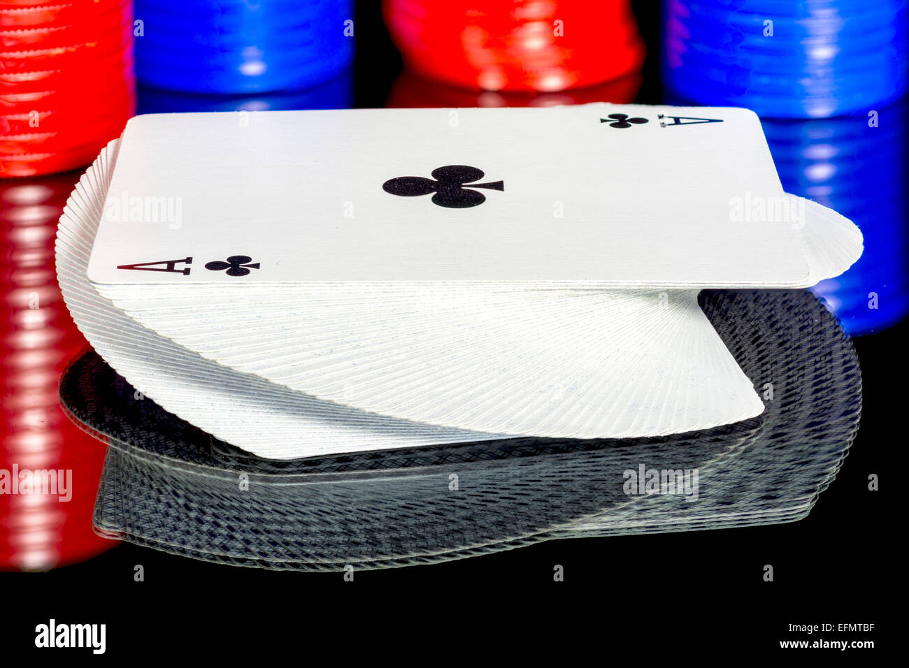 Popular game with chips and cards Stock Photo