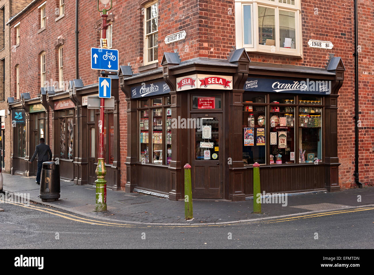 Birmingham back to back houses victorian slum houses rebuilt in china town The corner sweet shop Candies Stock Photo