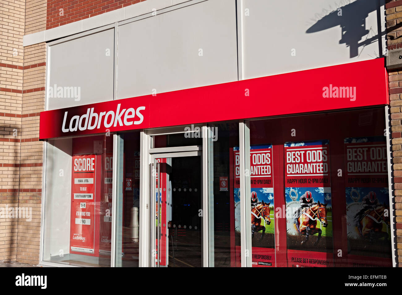 Ladbrokes bookies Birmingham sports gambling shop Stock Photo