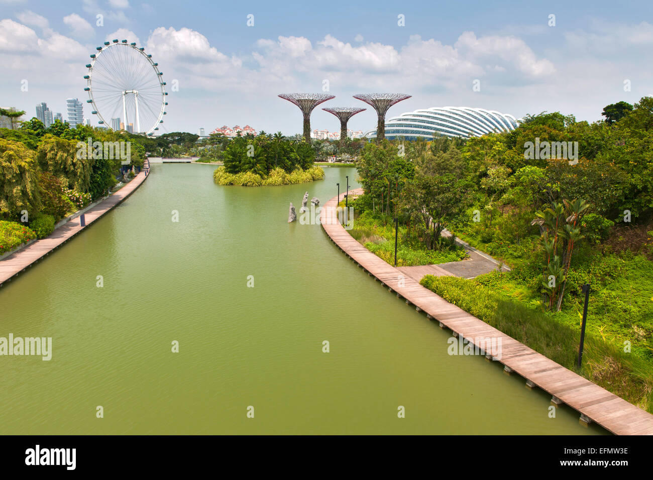 Gardens by the bay and Dragonfly lake in Singapore. Stock Photo