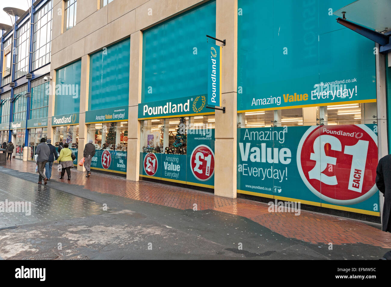 poundland birmingham central Christmas windows Stock Photo Alamy