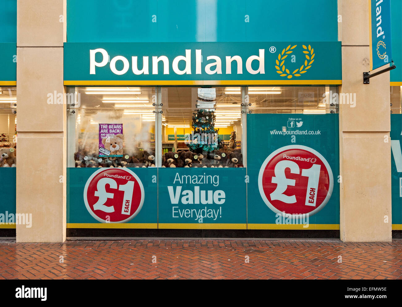 poundland birmingham central Christmas windows Stock Photo Alamy