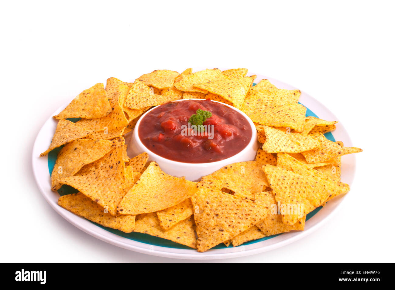 Nacho mexican whit sauce on a isolated white background Stock Photo - Alamy