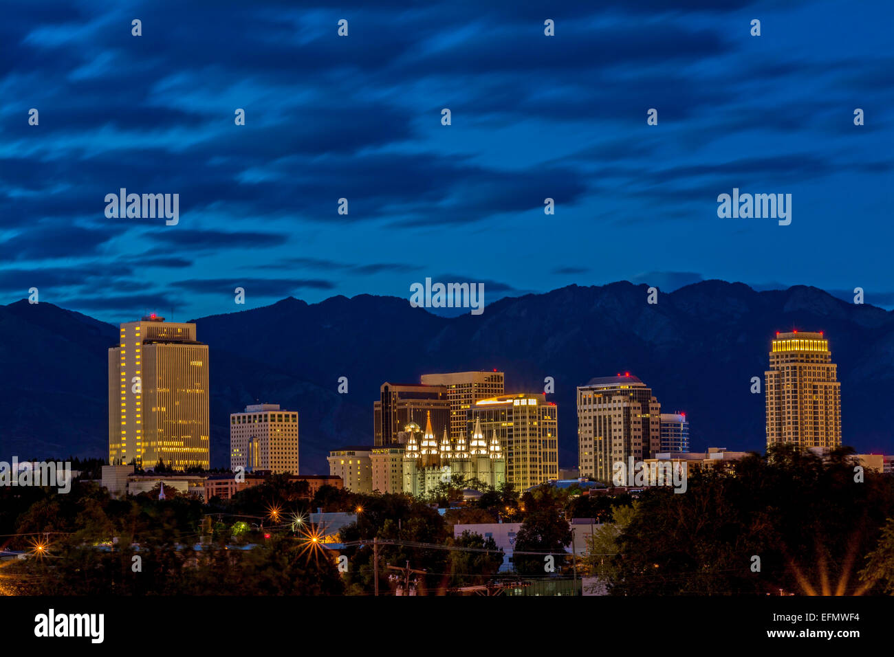 Salt Lake City Skyline Night Stock Photos & Salt Lake City Skyline