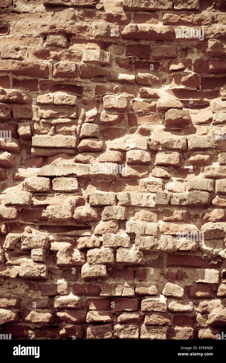 Old grungy destroyed background of a red brick wall texture Stock Photo ...
