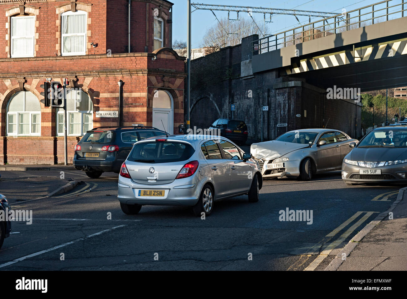 Birmingham car crash collision in digbeth Stock Photo