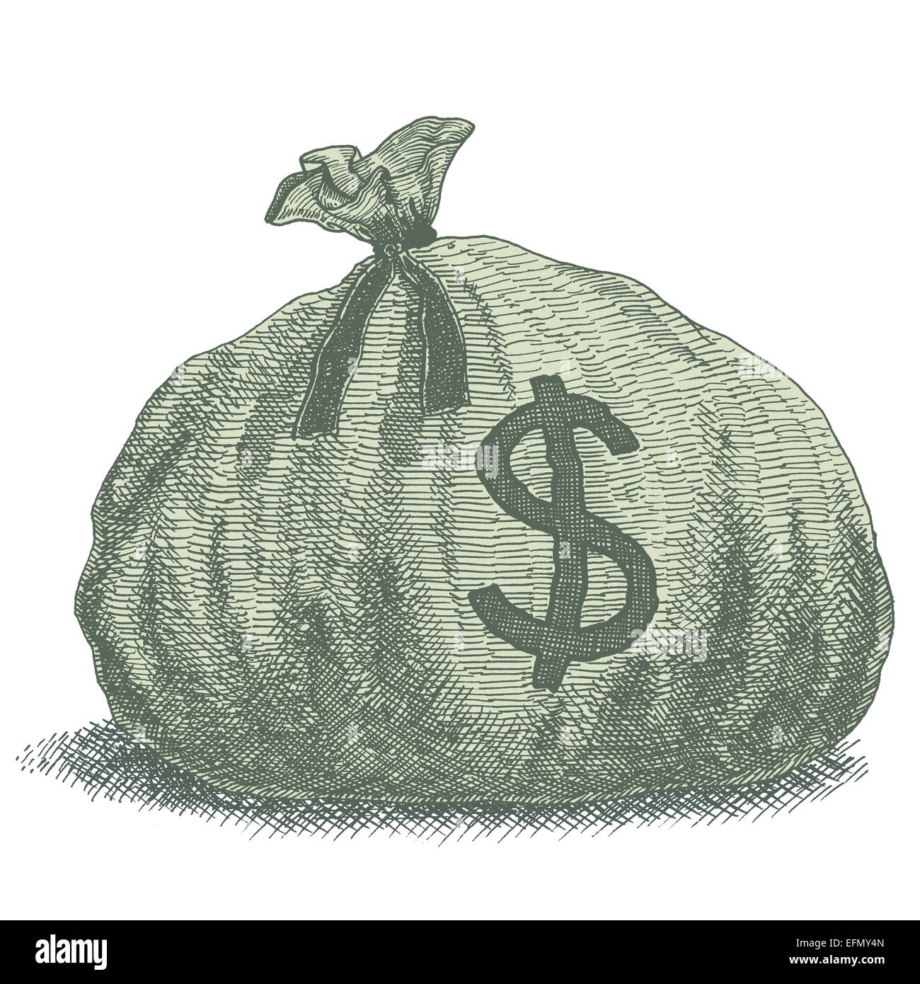 Money Bag Illustration. Old-style vintage vector drawing of a sack of money  with dollar sign Stock Photo - Alamy