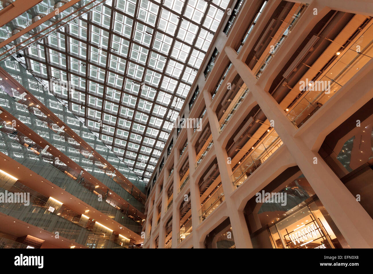 Japan Post (JP) Tower shopping mall with glass roof in Maranouchi, Tokyo, Japan Stock Photo