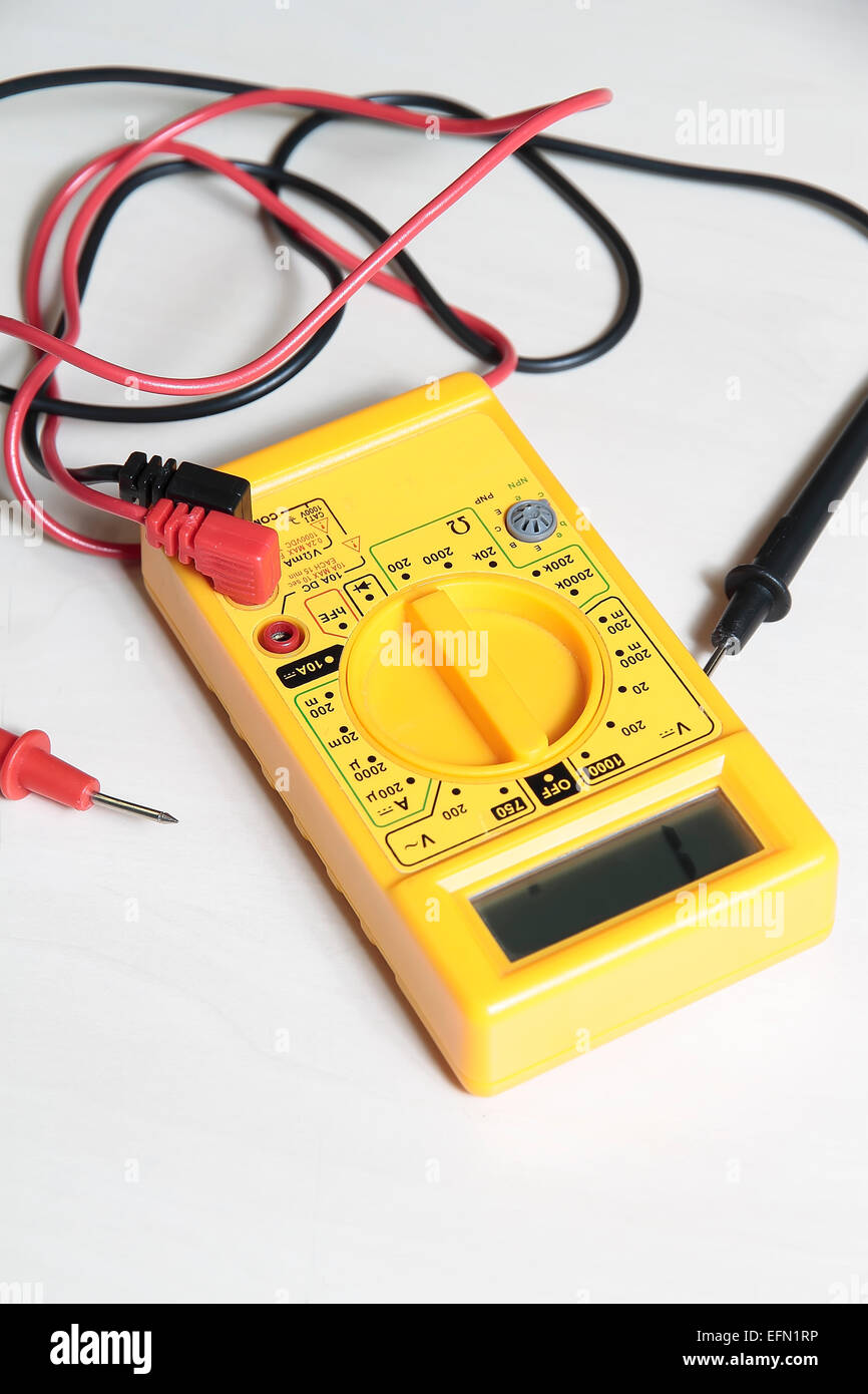 yellow multimeter tester to test electric equipment Stock Photo - Alamy