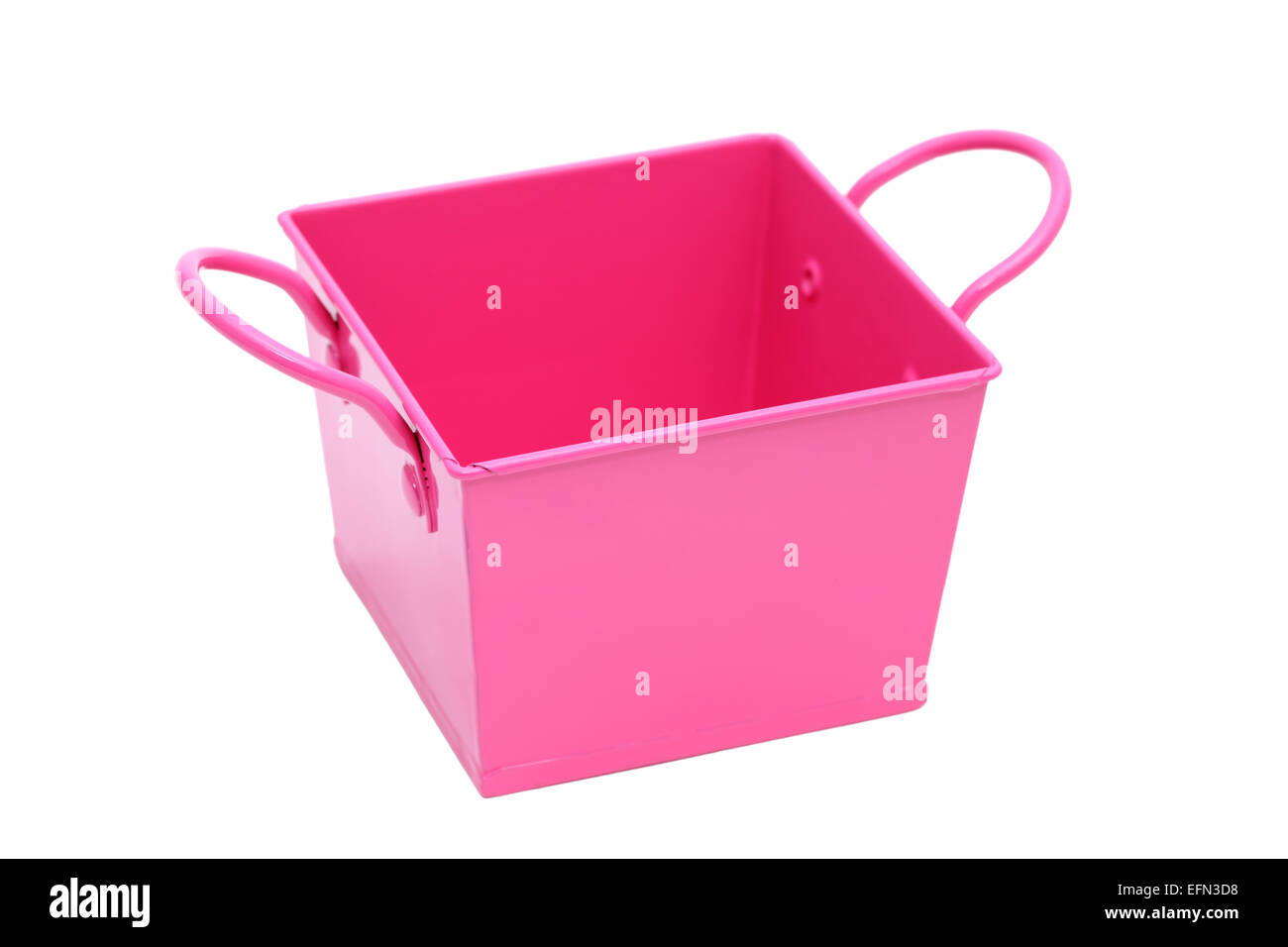 miniature metal bucket isolated on white background Stock Photo