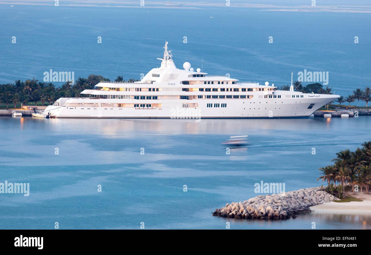 Dubai - yacht of the Sheikh Mohammed bin Rashid Al Maktoum, the ruler of the Emirate of Dubai Stock Photo