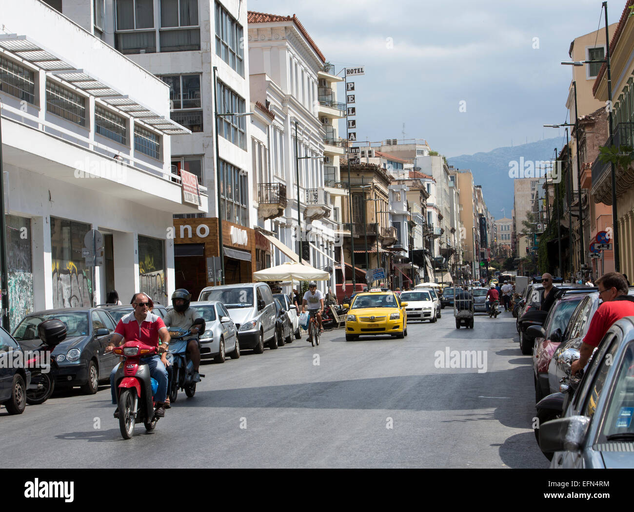 Athens, Greece busy urban city street Stock Photo Alamy