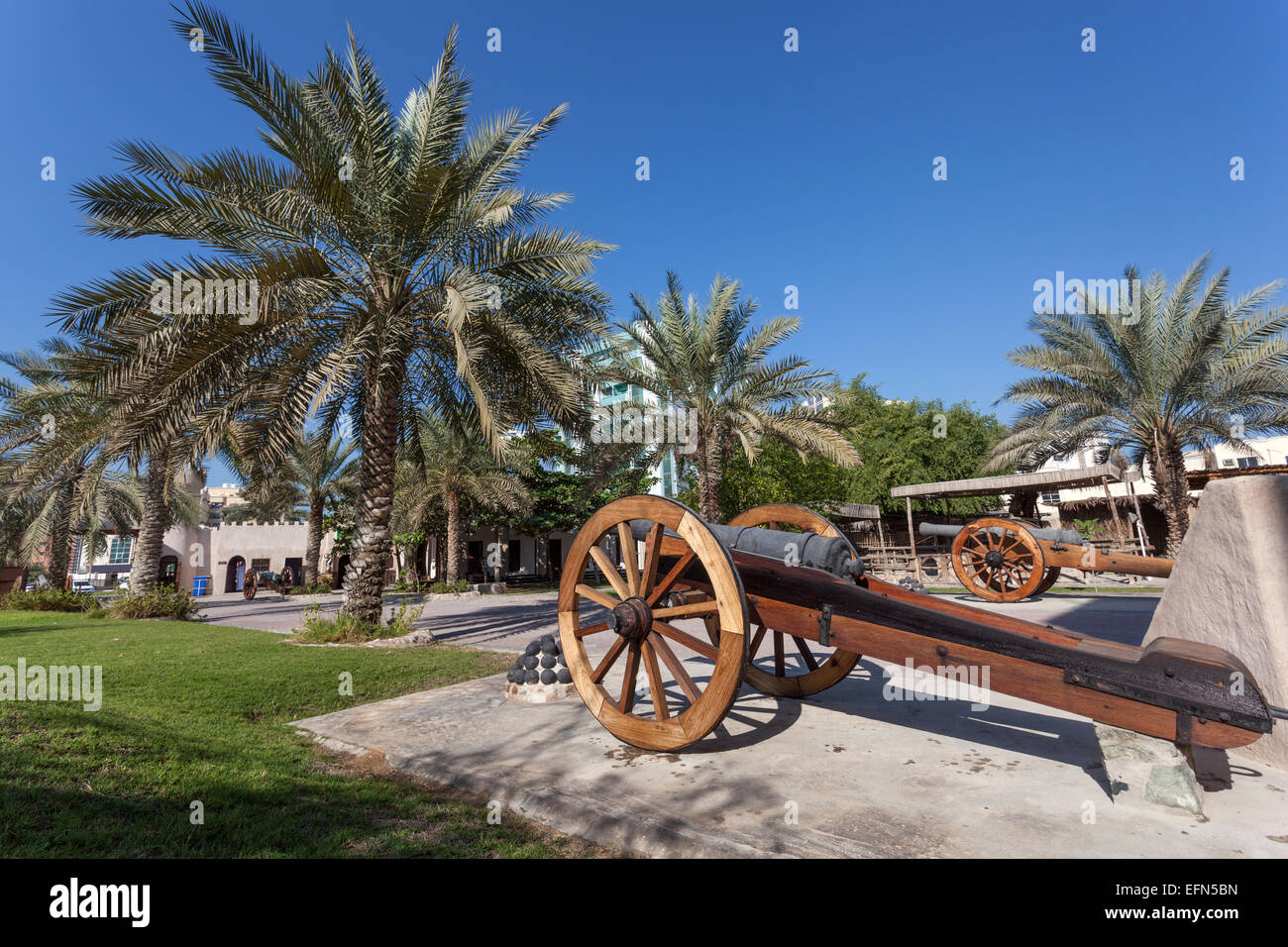 Historic cannon at the msuem of Ajman, United Arab Emirates Stock Photo