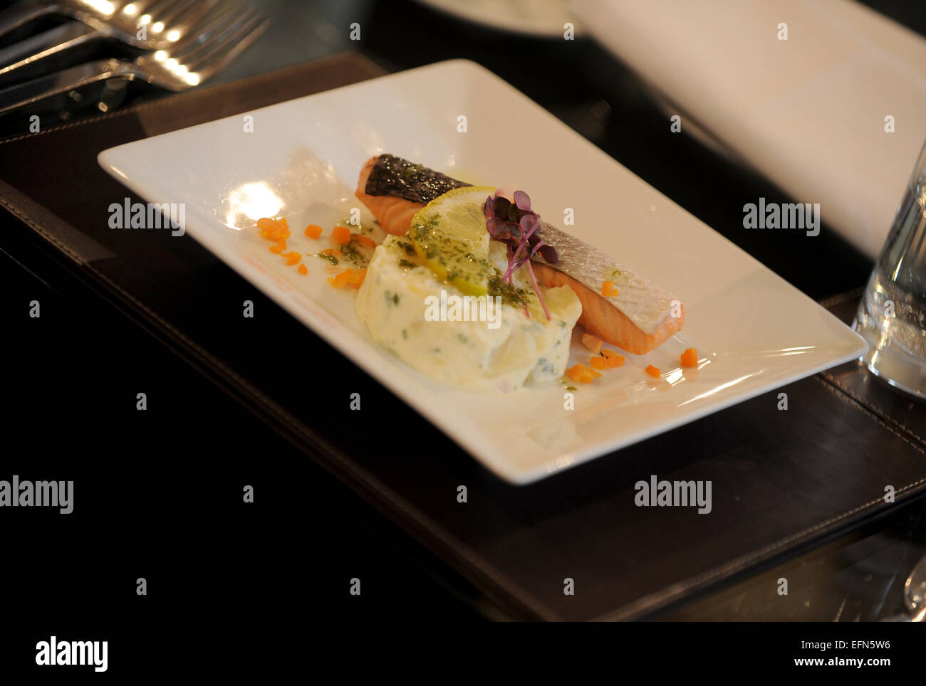 Food in an expensive restaurant - salmon Stock Photo - Alamy