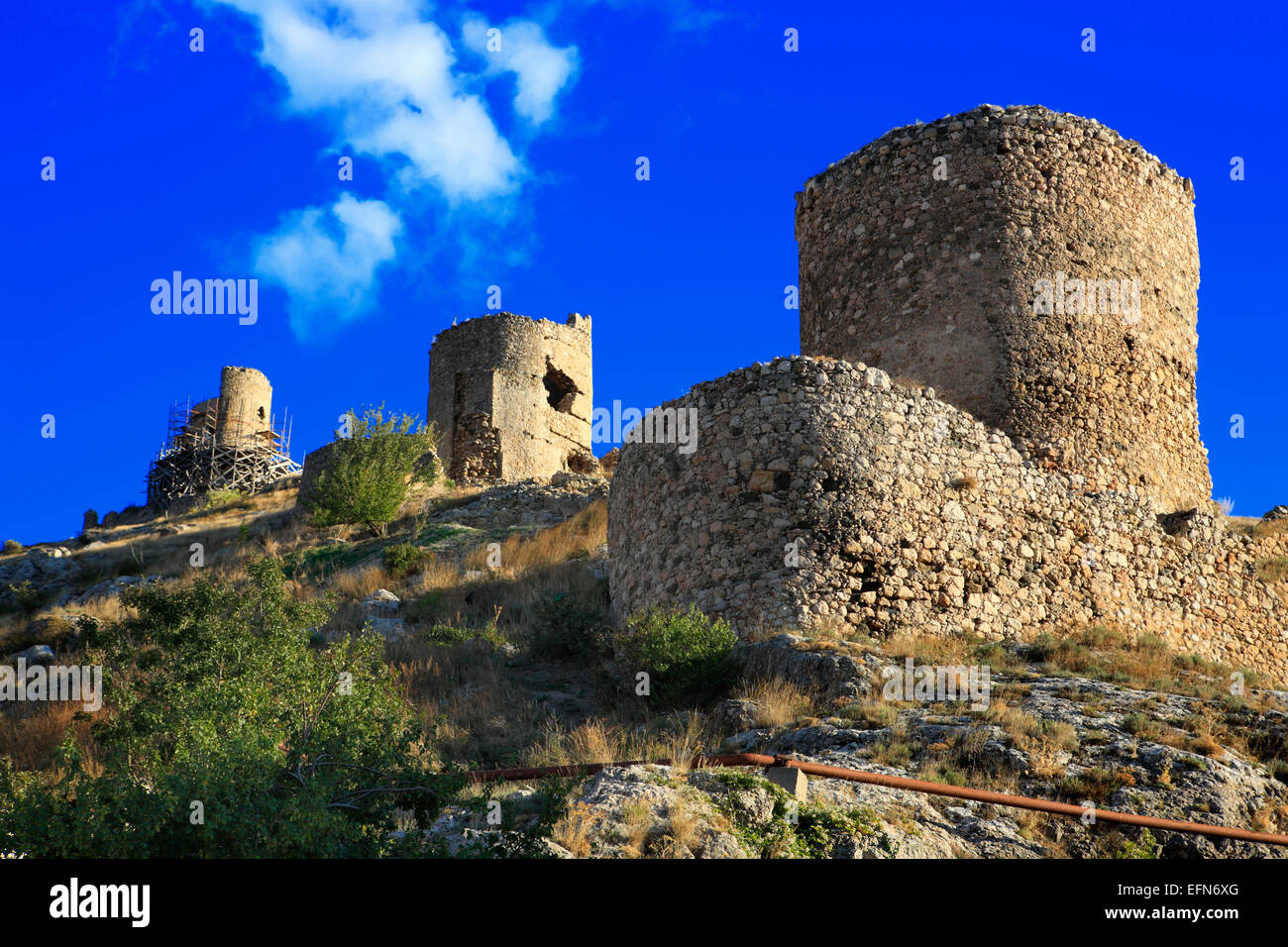 Genoese fortress Cembalo, Balaklava, near Sevastopol, Crimea, Ukraine Stock Photo