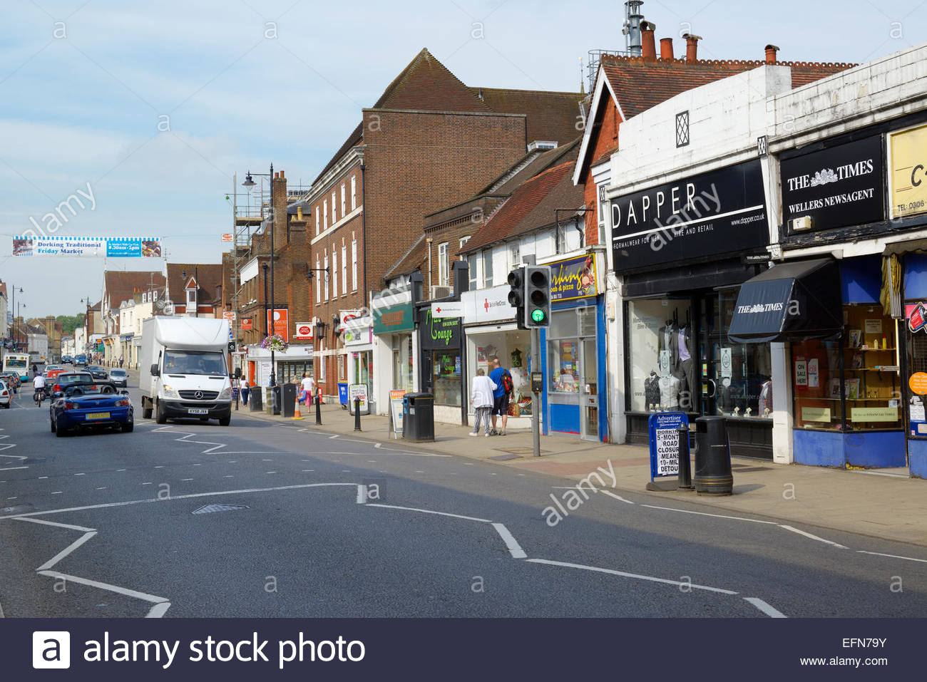 High Street Shops Dorking Surrey Stock Photos & High Street Shops