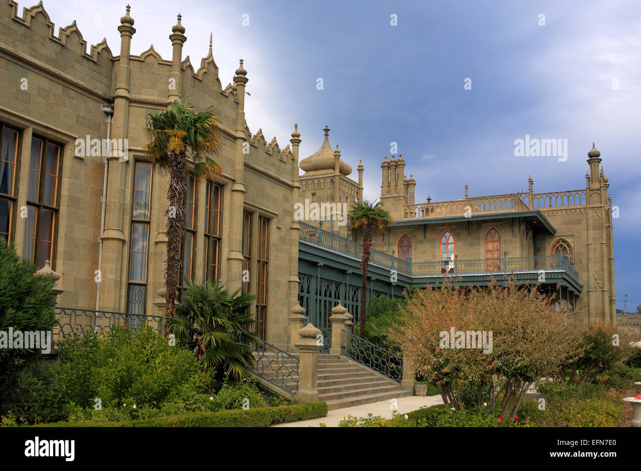 Vorontsov Palace (1848, architect Edward Blore), Alupka, Crimea, Ukraine Stock Photo