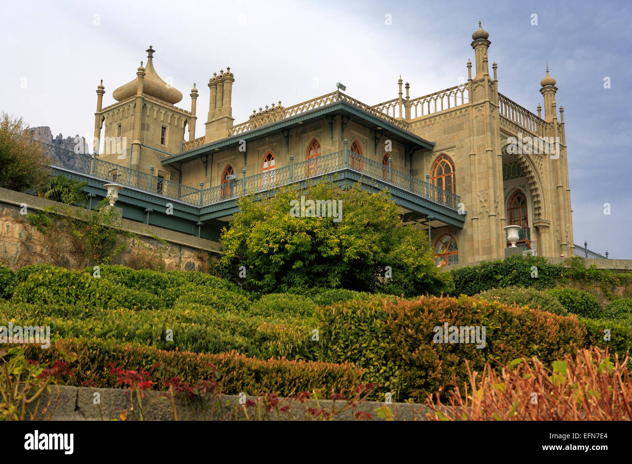 Vorontsov Palace (1848, architect Edward Blore), Alupka, Crimea, Ukraine Stock Photo