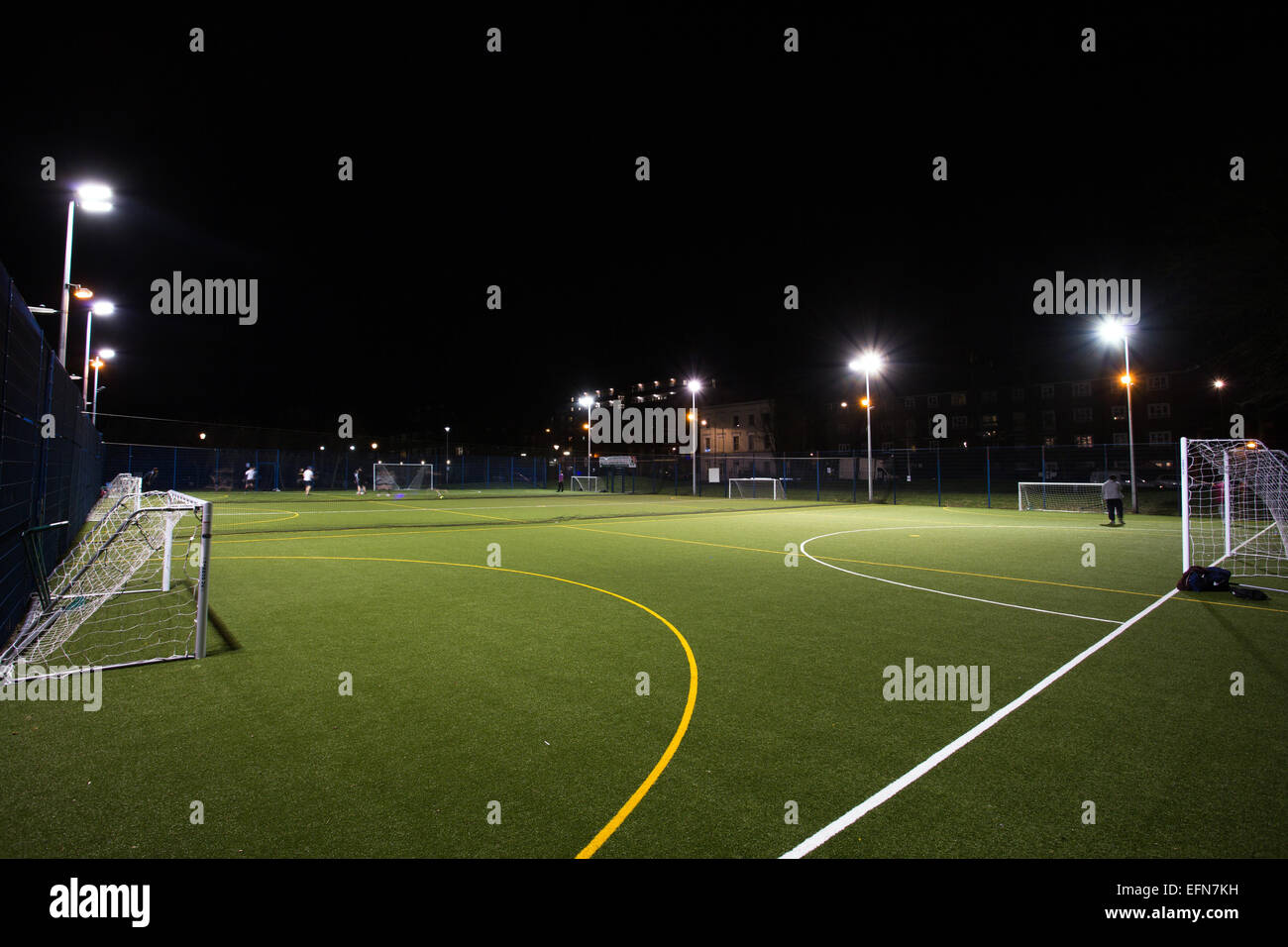 Soccer Field Stadium At Night