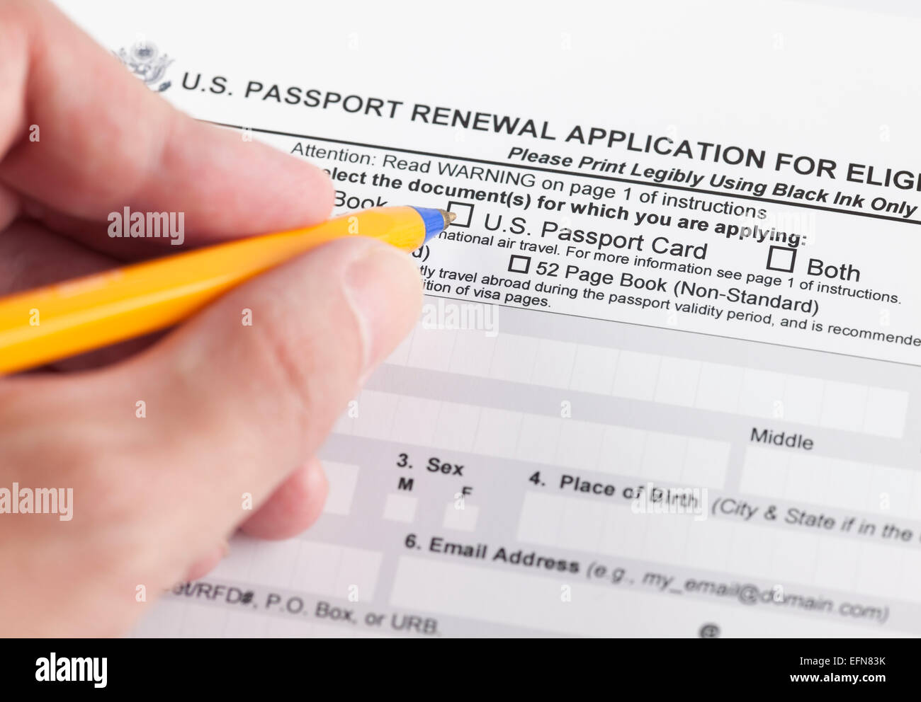 U.S. passport renewal application for eligible individuals and human