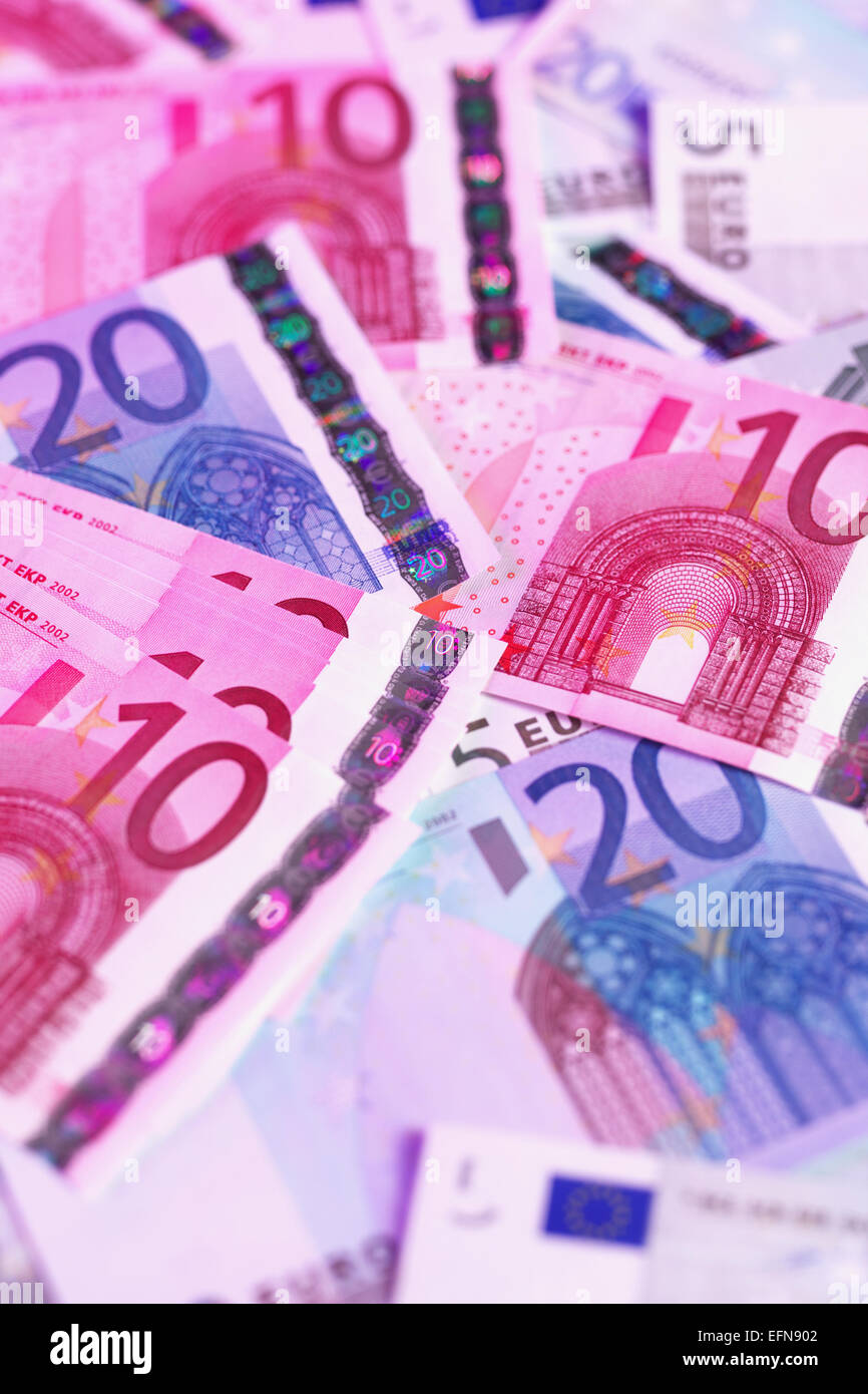 Verschiedene Euroscheine, Banknoten, , Euroland Stock Photo