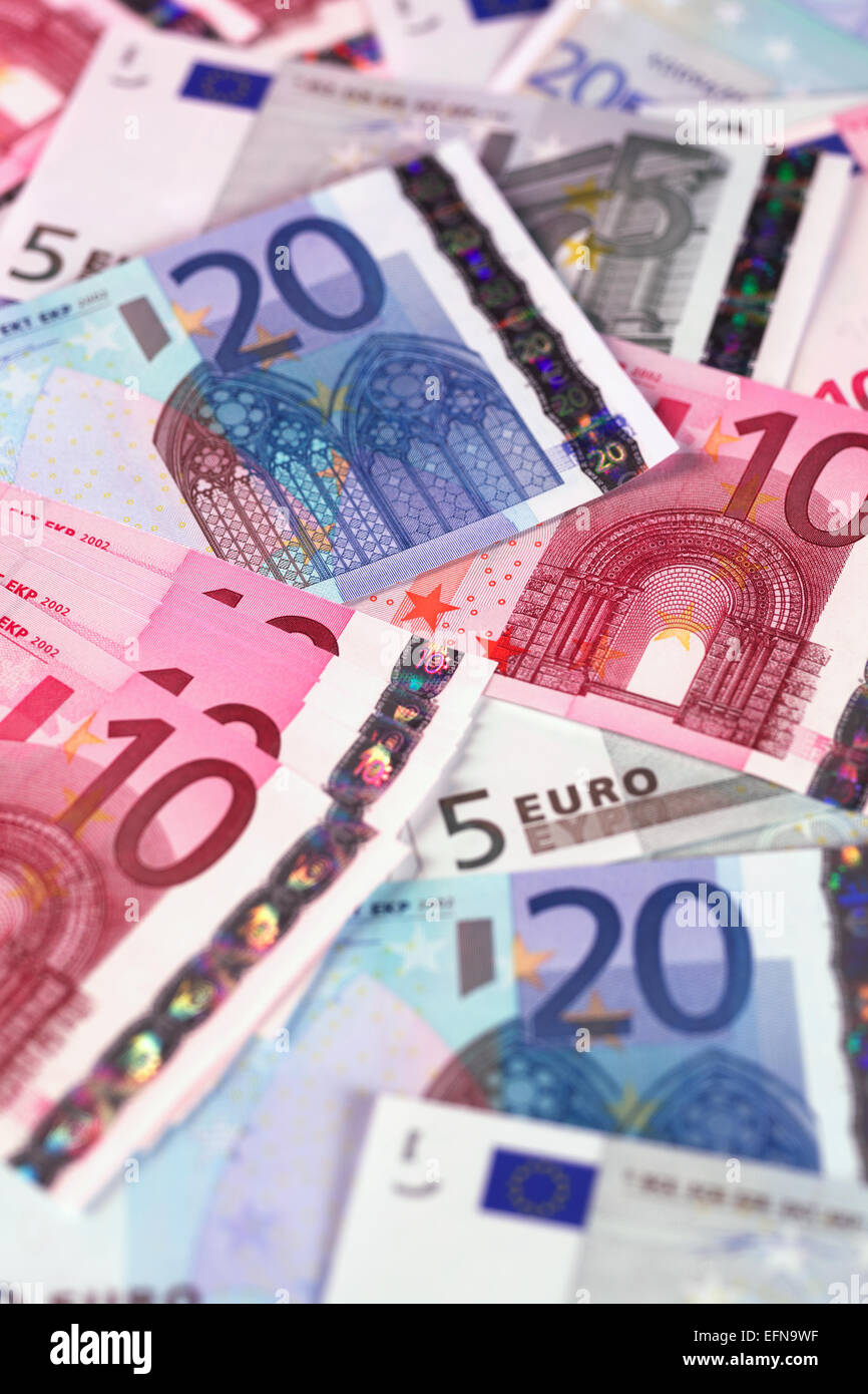 Verschiedene Euroscheine, Banknoten, , Euroland Stock Photo