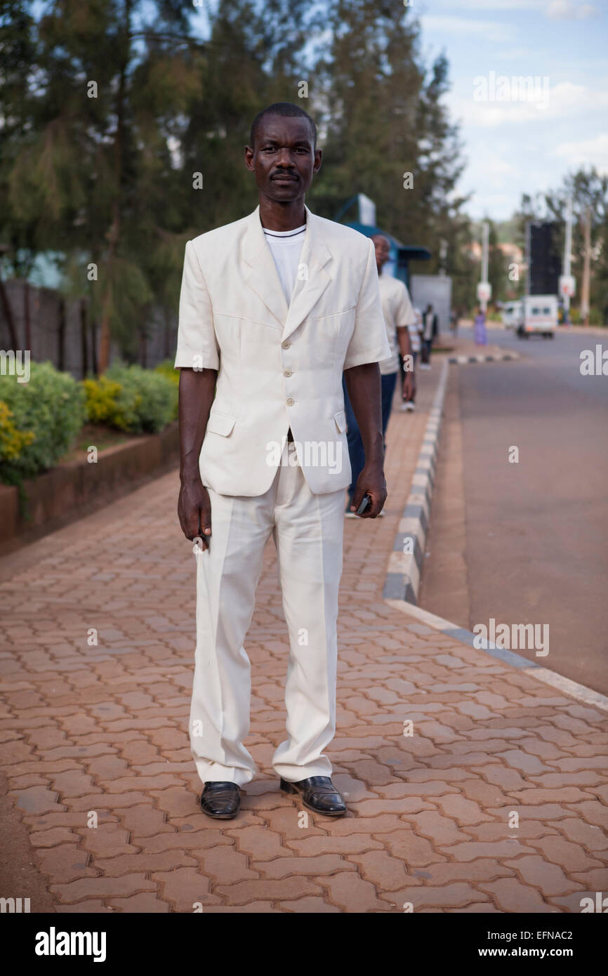 Man wearing short sleeve suit, Kigali, Rwanda Stock Photo