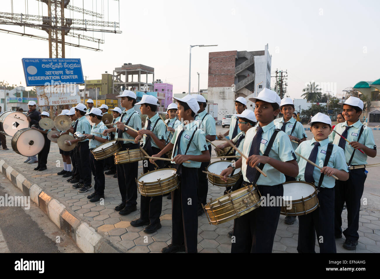 Hyderabad, India. 08th Feb, 2015. Residents participate in Happy Streets, an event organized by Times of India at Necklace Road on Sunday,8 February,2015 in Hyderabad,India.Part of the road was  closed for vehicles from 6am till 9.30am during which children and adults took part in various fun activities like walking,running,listening to  music,dancing,cycling etc.The event will be held on all Sundays begining on February 8,2015 Credit:  Sanjay Borra/Alamy Live News Stock Photo