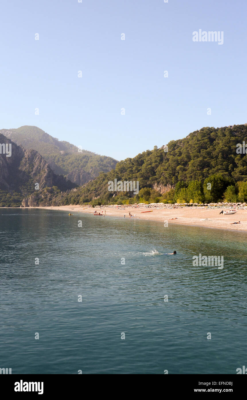 Beautiful view of Cirali beach during boat trip around Turquoise coast, Cirali to Olympos, Çıralı, Turkey Stock Photo