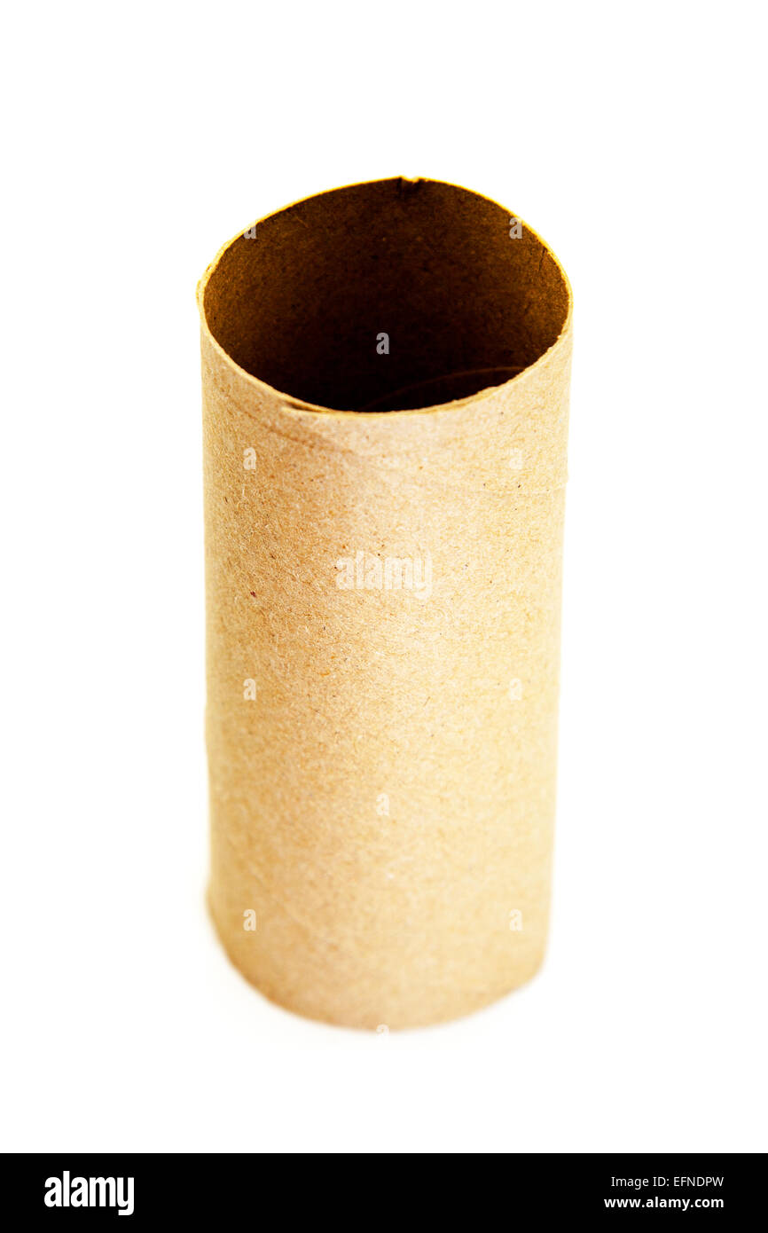 Empty toilet roll end of used card cylinder cut out copy space white  background Stock Photo - Alamy, image size:866x1390