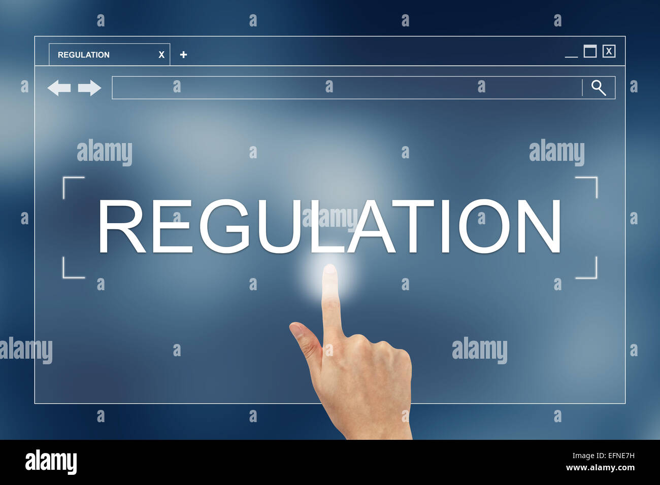 hand press on regulation button on webpage Stock Photo - Alamy