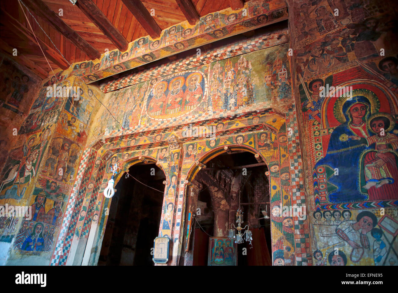 Abraha we Atsbeha rock church fresco, Abraha Atsbeha village, Tigray ...