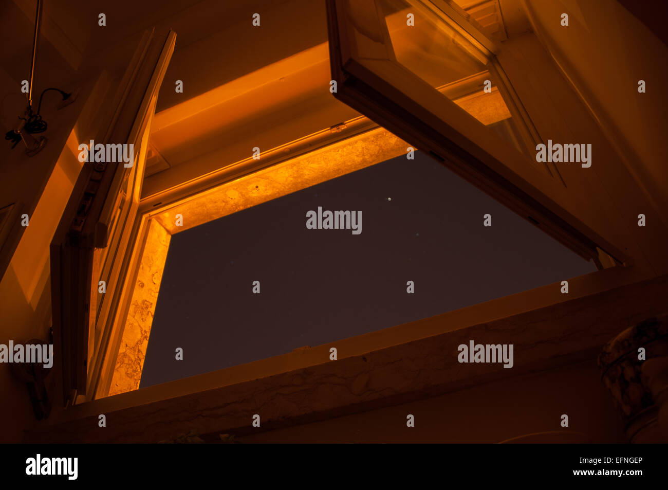 Open window night hi-res stock photography and images - Alamy