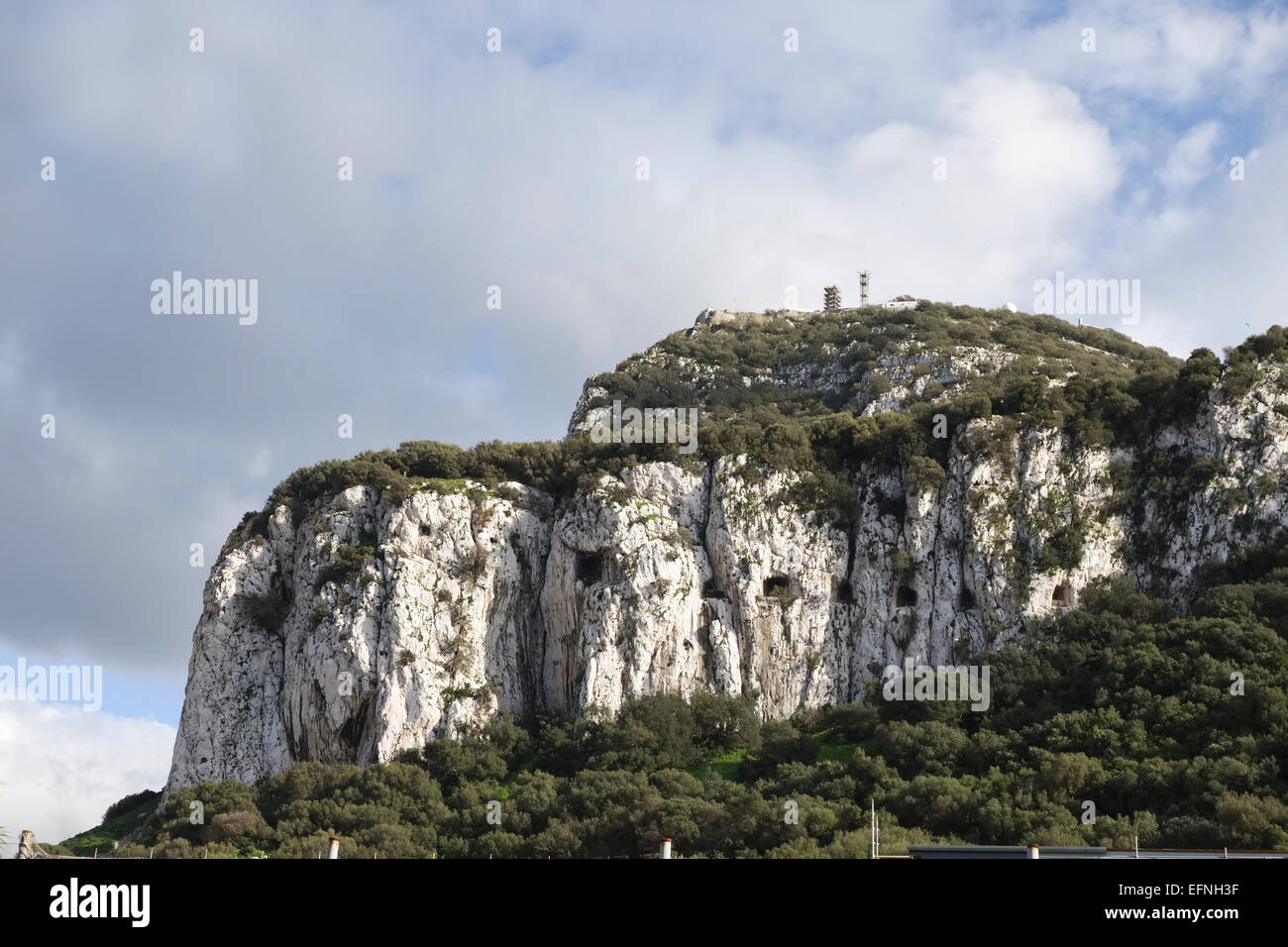 Top of Gibraltar rock, with caves and upper rock reserve, Gibraltar. United Kingdom. Stock Photo