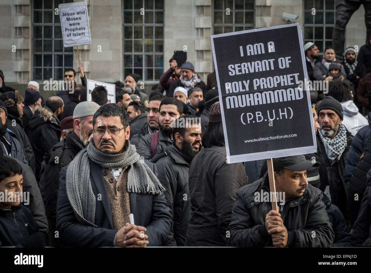 London, UK. 8th Feb, 2015. British Muslims protest against Charlie