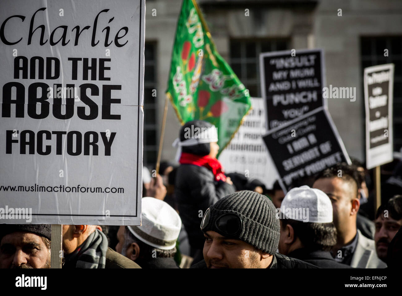 London, UK. 8th Feb, 2015. British Muslims protest against Charlie